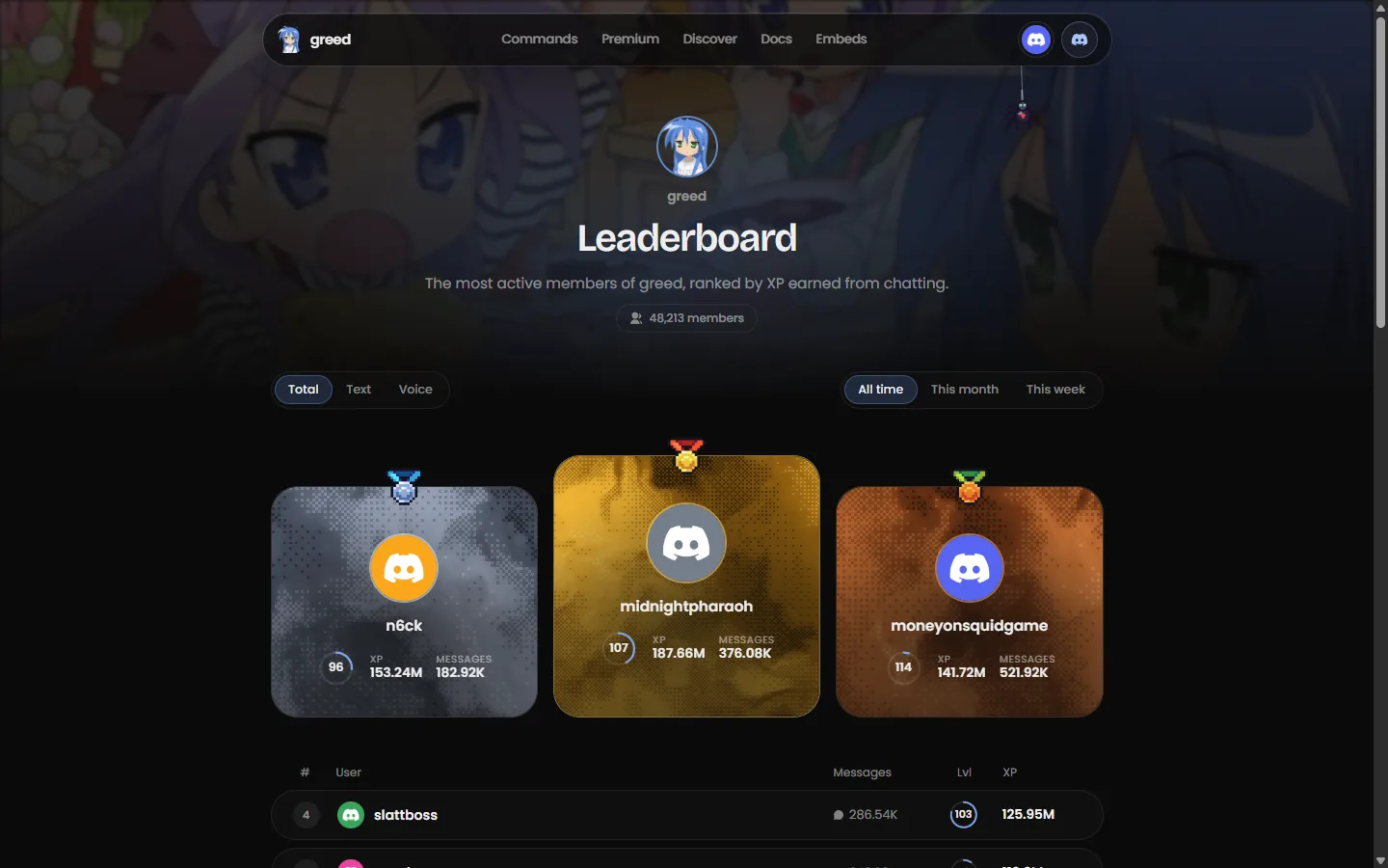 A public leaderboard page